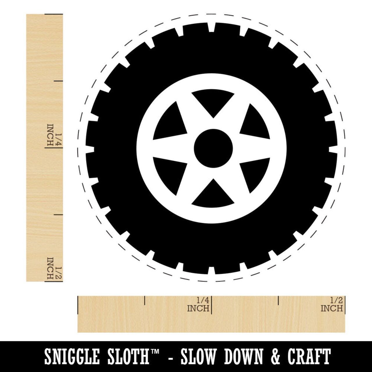 Wheel Tire Icon Self-Inking Rubber Stamp for Stamping Crafting Planners